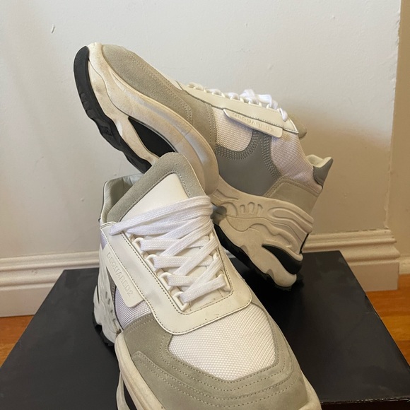 DSQUARED2 | White/Grey Fabric And Suede Lace Up Chunky Sneakers Size 42/ US 9 - Picture 6 of 8